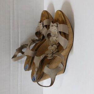 Biostep women leather wedge sandals 7.5 summer casual vacation Y2K official boho